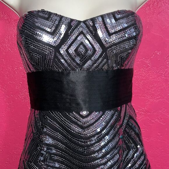 Sequined glam! BCBG Max Azria stunning strapless cocktail dress. Sz 2. - Picture 3 of 14